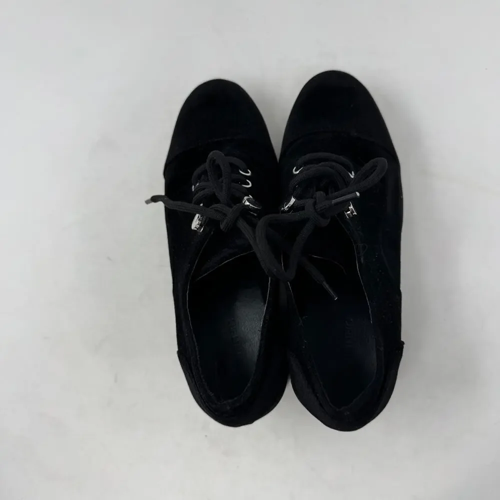 Urban Outfitters Black Velvet Lace-Up Chunky Platform Heels 90s Y2K Style Size 7